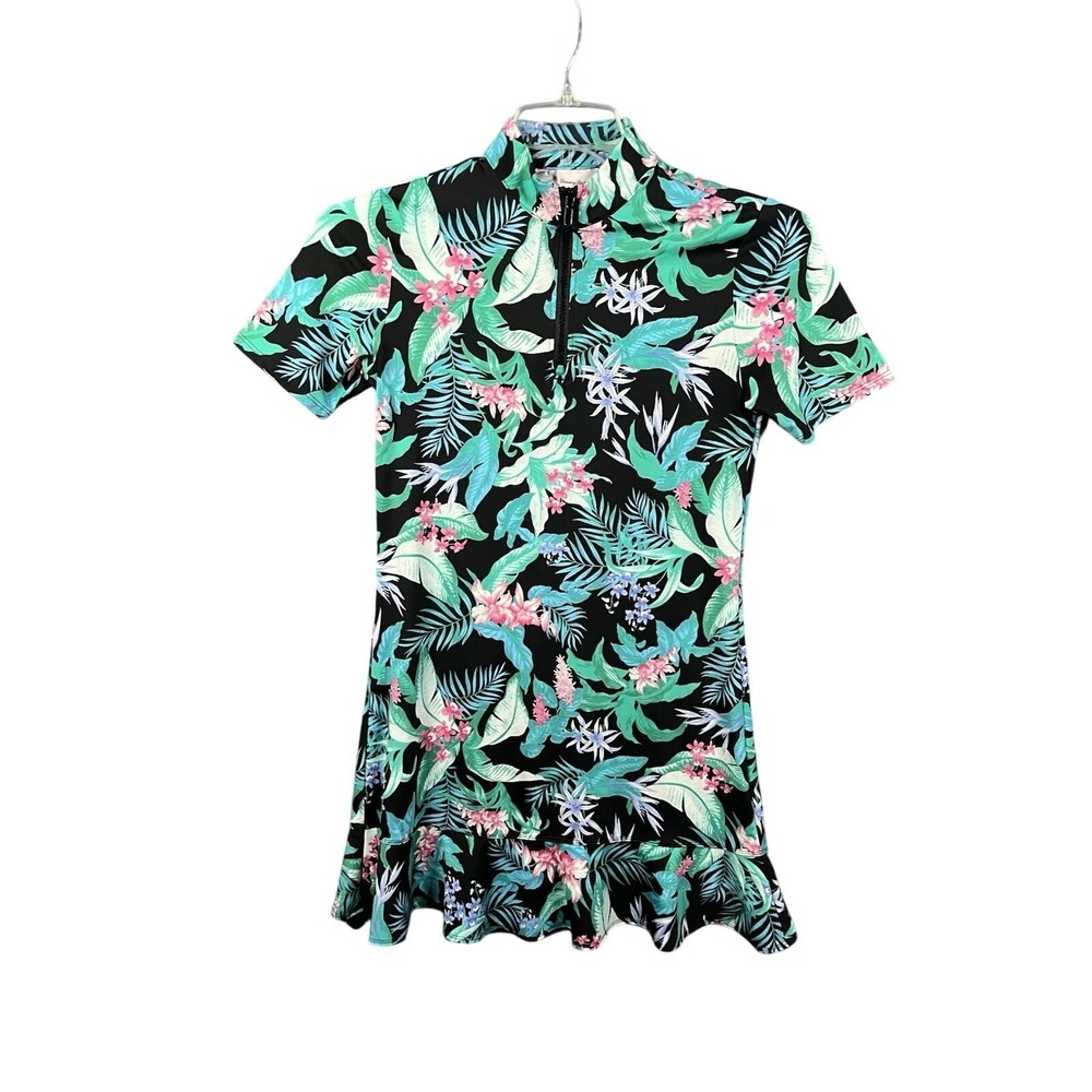 Tommy Bahama‎ Golf Women's Tropical Floral Zip Neck Performance Dress XS